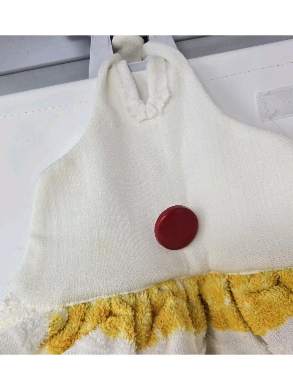 Vintage 1970s Strawberry Hanging Dish Towel Vibrant Bright Colors Red Top 27